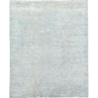 Shahbanu Rugs Blueish Gray, Shaggy Moroccan Exotic Texture, Undyed ...
