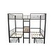 preview thumbnail 3 of 6, Twin over Twin Size Steel Loft Bunk Bed with Table Sets Transformable, Ladder and Fence for Bedroom