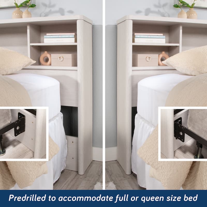 Engineered Wood Vintage Full/Queen Bookcase Headboard with Spacious Storage Cubby