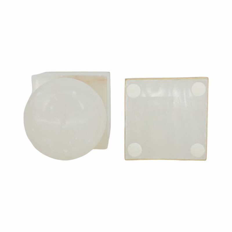 Sagebrook Home 6" Abella Alabaster Orb on Base (Set of 2) - 3" x 3" x 6"