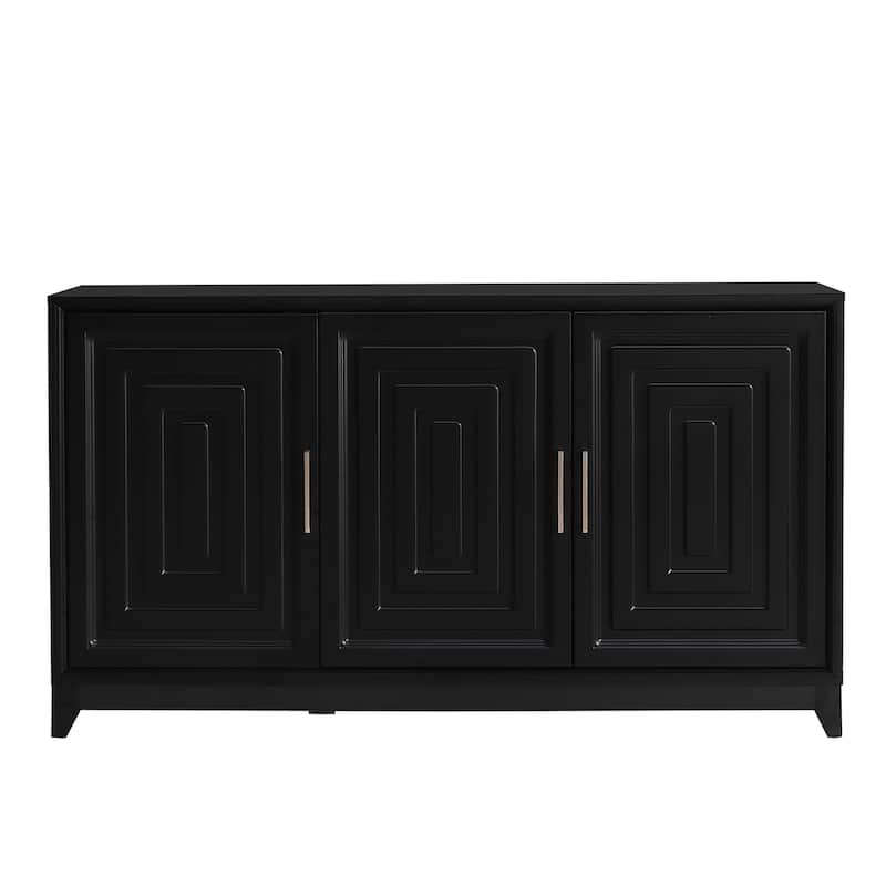 TV Stand for TVs up to 65 Inches with Solid Wood Legs - 59.1" D x 17.9" W x 33.1" H - Black