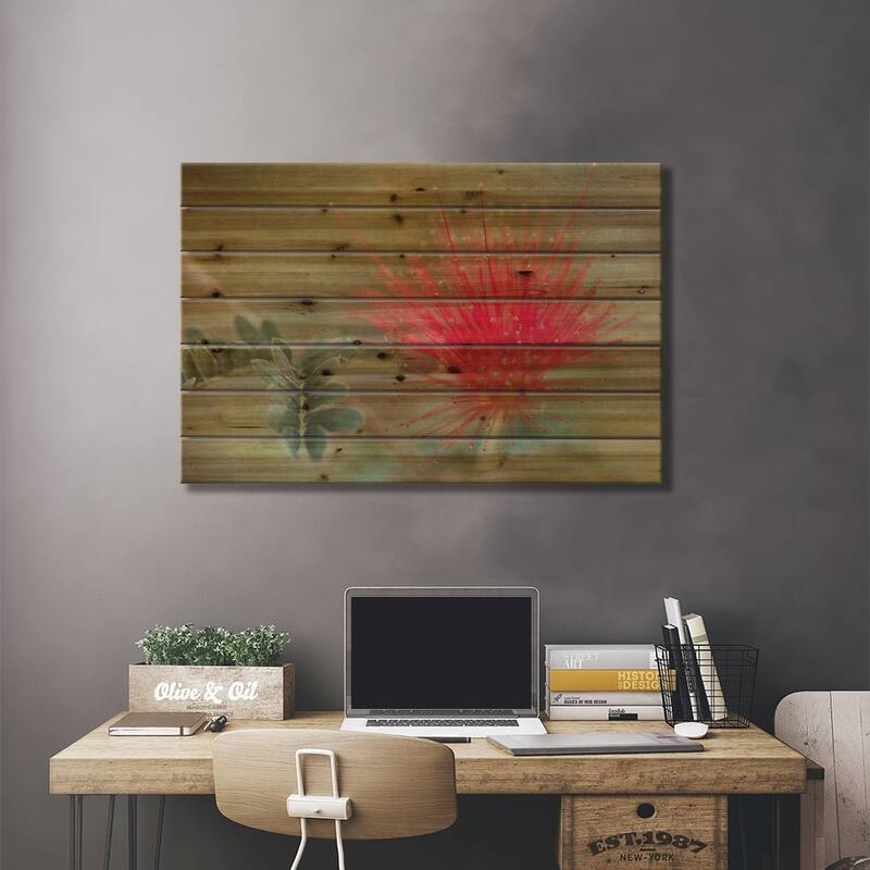 Baja Fairy Duster Print On Wood by Don Schwartz - Multi-Color