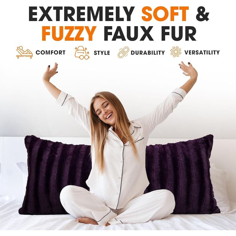 Cheer Collection 18x40 Faux Fur Decorative Throw Pillow