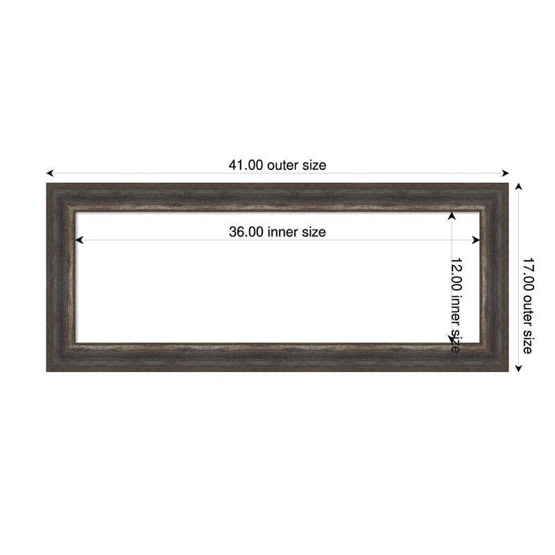 Amanti Art Alta Brown Grey Framed Dry Erase Magnetic Board - 41 x 17 in - Alta Rustic Char