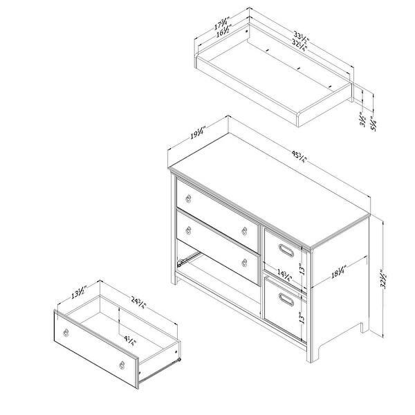 South Shore Cotton Candy Changing table - 1'8" x 3'10" x 3'2"