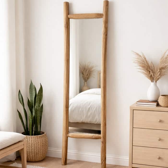 Nordic Teak Indoor Natural Teak Wood Branch Mirror - 71" - 18" W × 71" H × 2.25" D