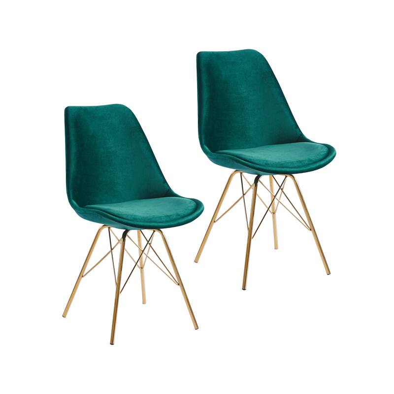 Porthos Home Alia Dining Chairs Set Of 2, Velvet And Gold Chrome Legs - Green