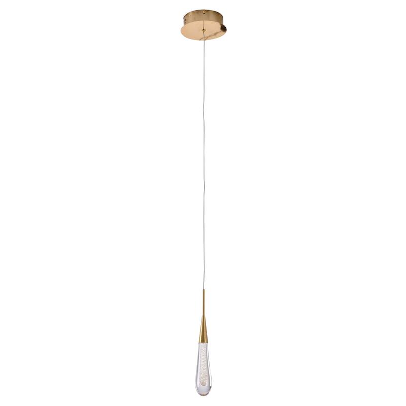 Modern Pendant Light - Gold Aluminum Frame, Adjustable Cord, 4000K LED - Kitchen Island Lighting - 9.5