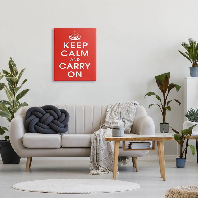 Stupell Keep Calm And Carry On Red Phrase Canvas Wall Art by Marcus Jules