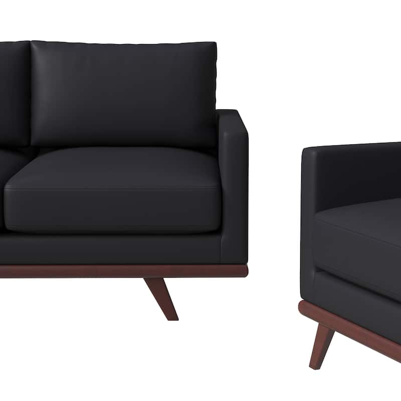 3-Piece Sofa Set Upholstered in Leather with Birch Wood Base Chester Collection