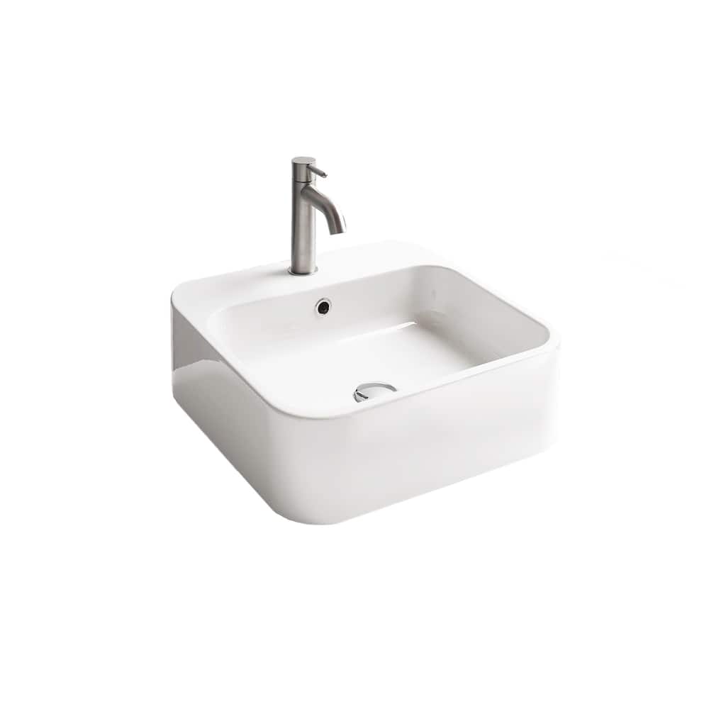 WS Bath Collections Cosa 18-7/8" Square Ceramic Vessel or Wall Mounted