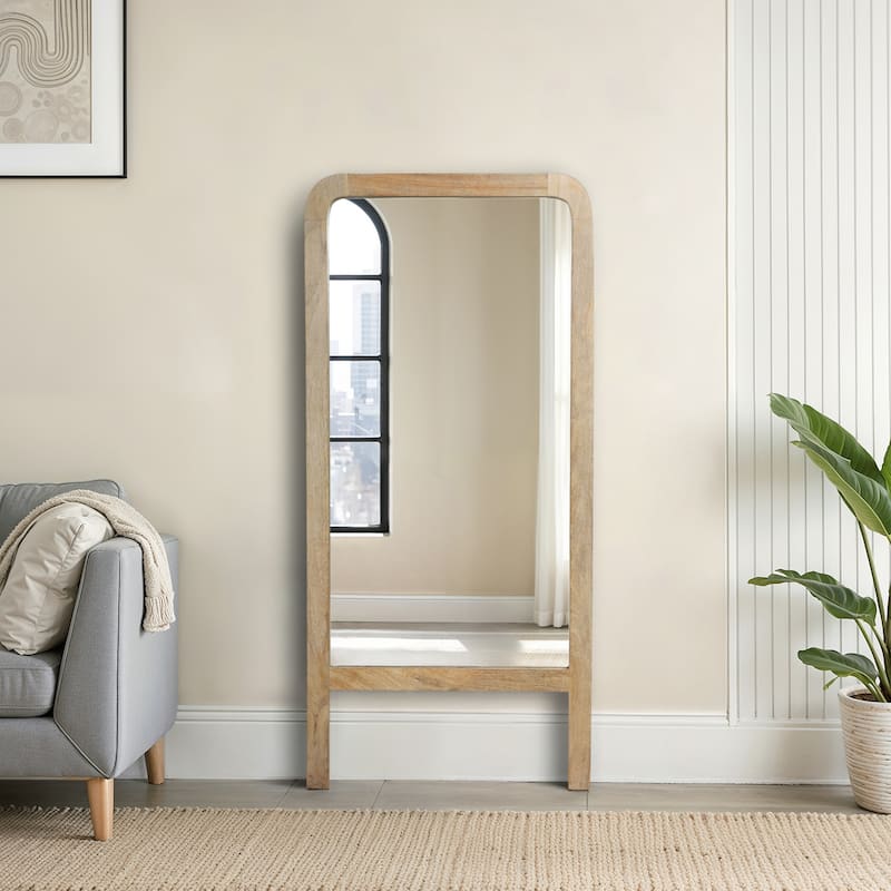 Mango Wood Full-Length Leaning Floor Mirror Footed Base - 60" Brown - 28" x 1" x 60"