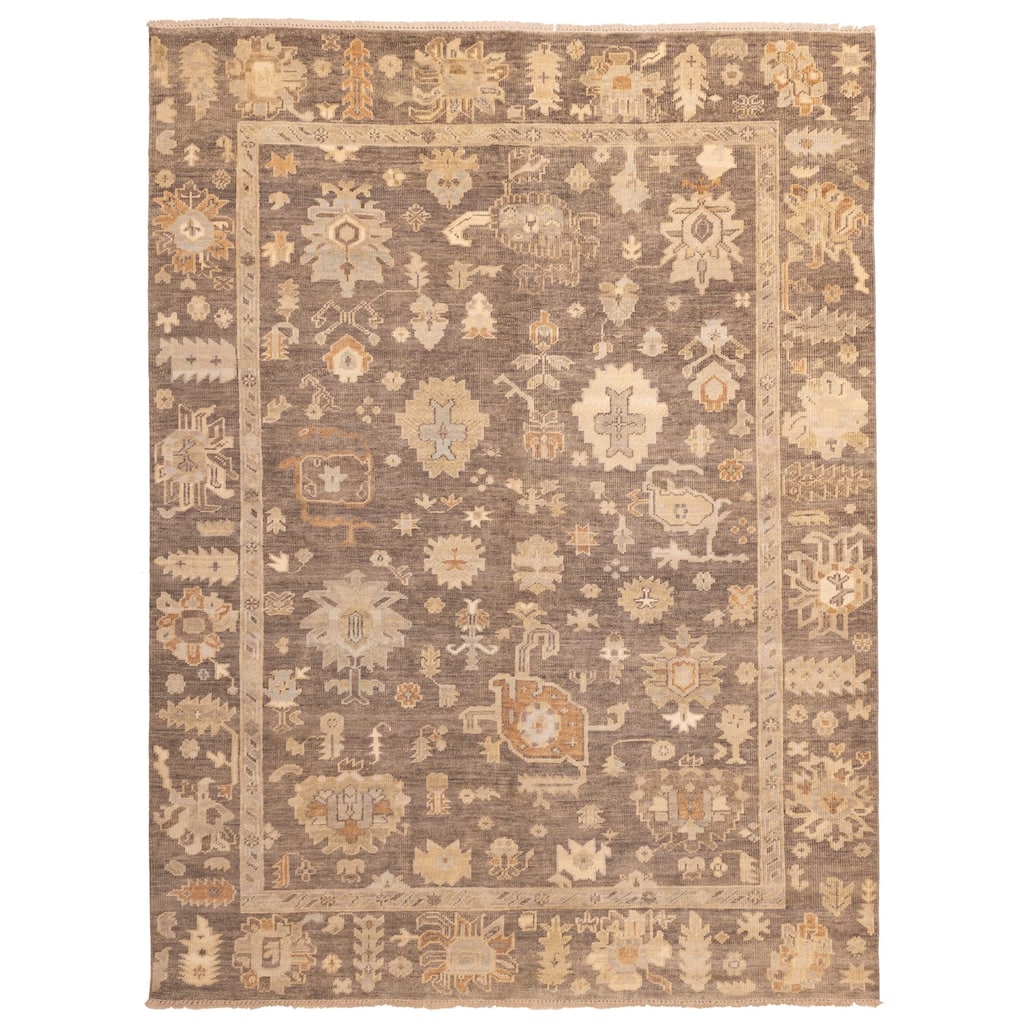 ECARPETGALLERY Hand-knotted Kavya Oushak Dark Grey, Taupe Wool Rug - 9'0 x 11'11