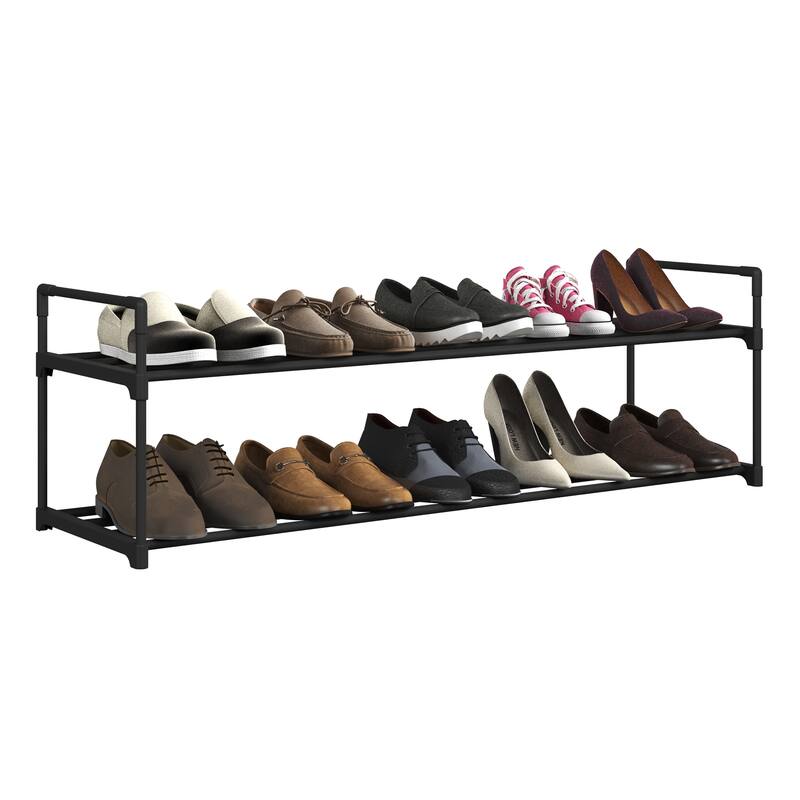 Shoe Rack - Shoe Organizer by Home-Complete (Black) - 2-Tier