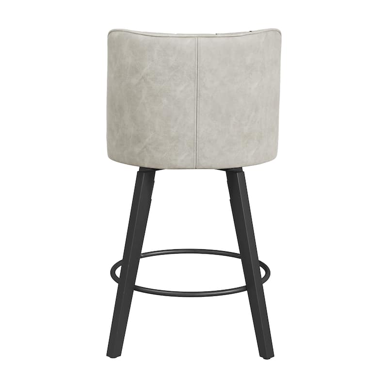 26.in Swivel Bar stool PU Leather/Fabric Upholstered Counter Stool, High Back Armless Stool with Wooden Legs