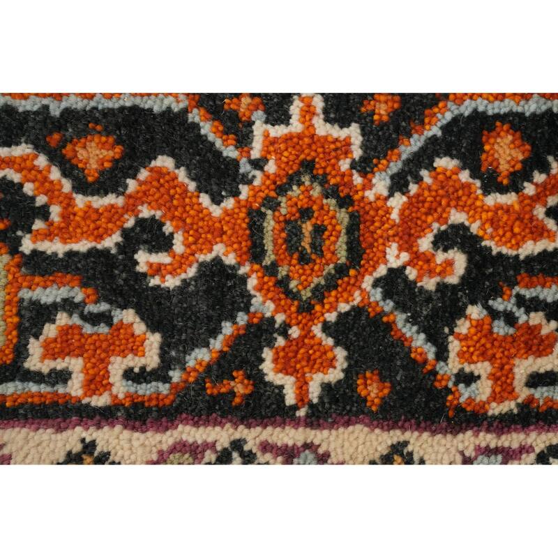 Hand Knotted Oriental 100% Wool Carpet Traditional Medallion Navy Blue & Blues Heriz (serapi) Area Rug - 5' 10'' X 4' 0''