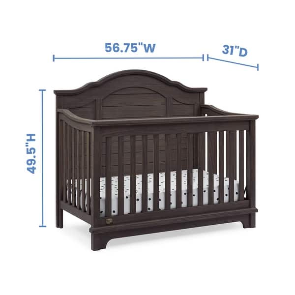 dimension image slide 1 of 3, Asher 6-in-1 Convertible Crib with Toddler Rail