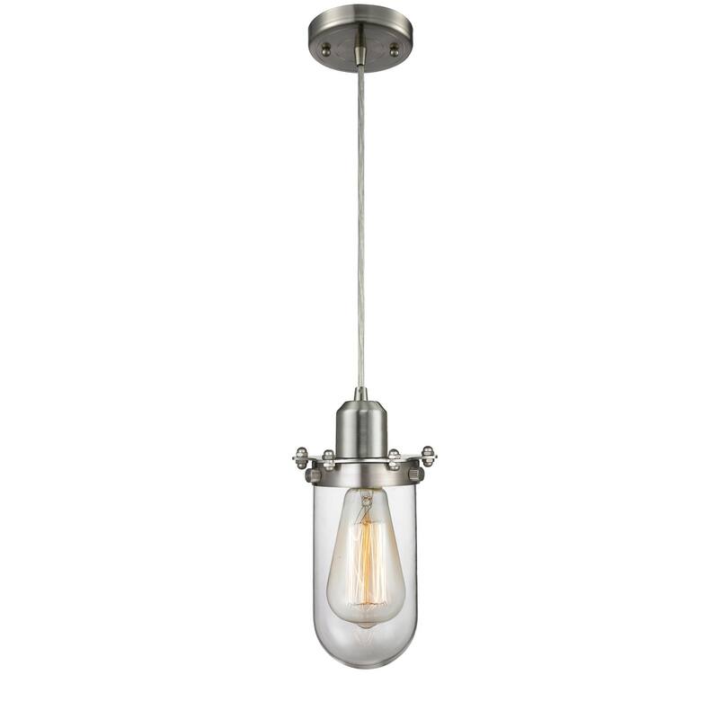 Innovations Lighting Centri 5" Wide Mini Pendant - Cord Suspension - - Brushed Satin Nickel / Clear