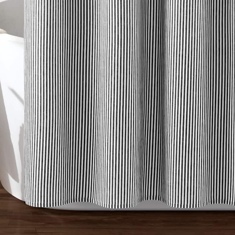 Lush Decor Farmhouse Vintage Stripe Yarn Dyed Eco-Friendly Recycled Cotton Shower Curtain