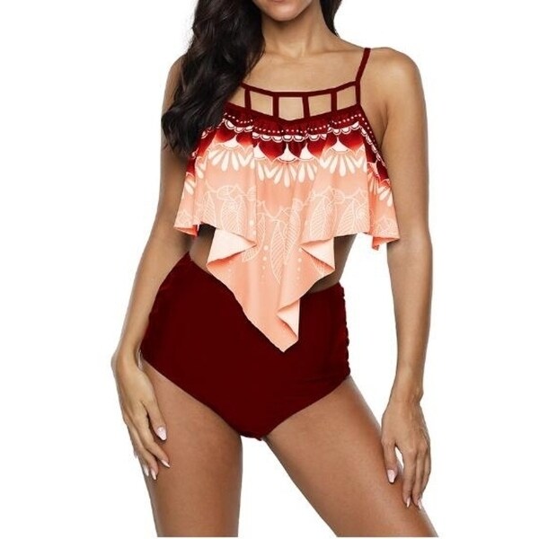 ruffle high waist swimsuit