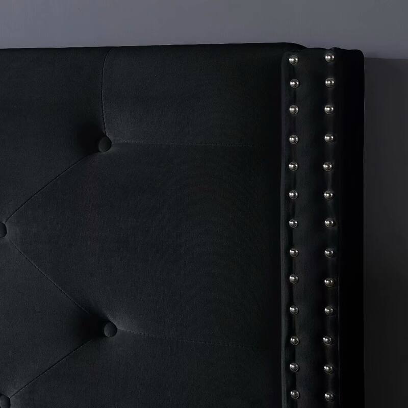 King-sized Velvet Platform Bed Frame