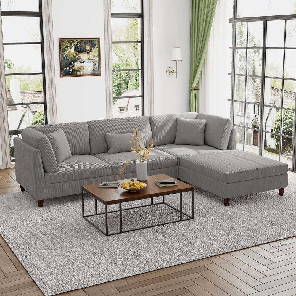 Modern Oversized Modular Corduroy Sectional Sofa Set
