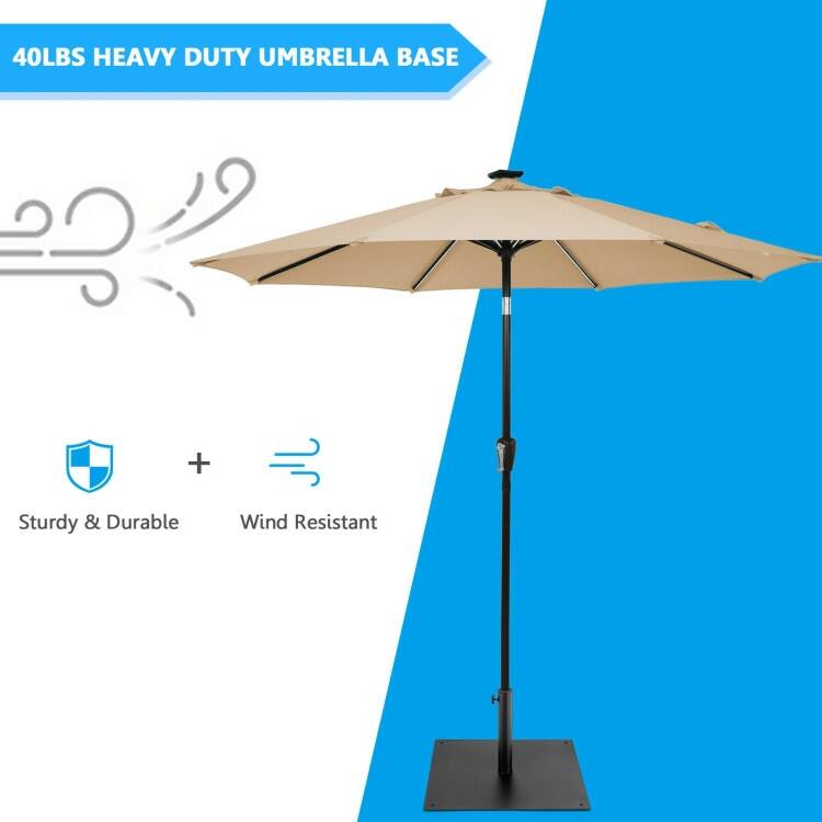 40 lbs Square Umbrella Base Stand with for Backyard Patio - 25'' x 25'' x15'' (L x W x H)