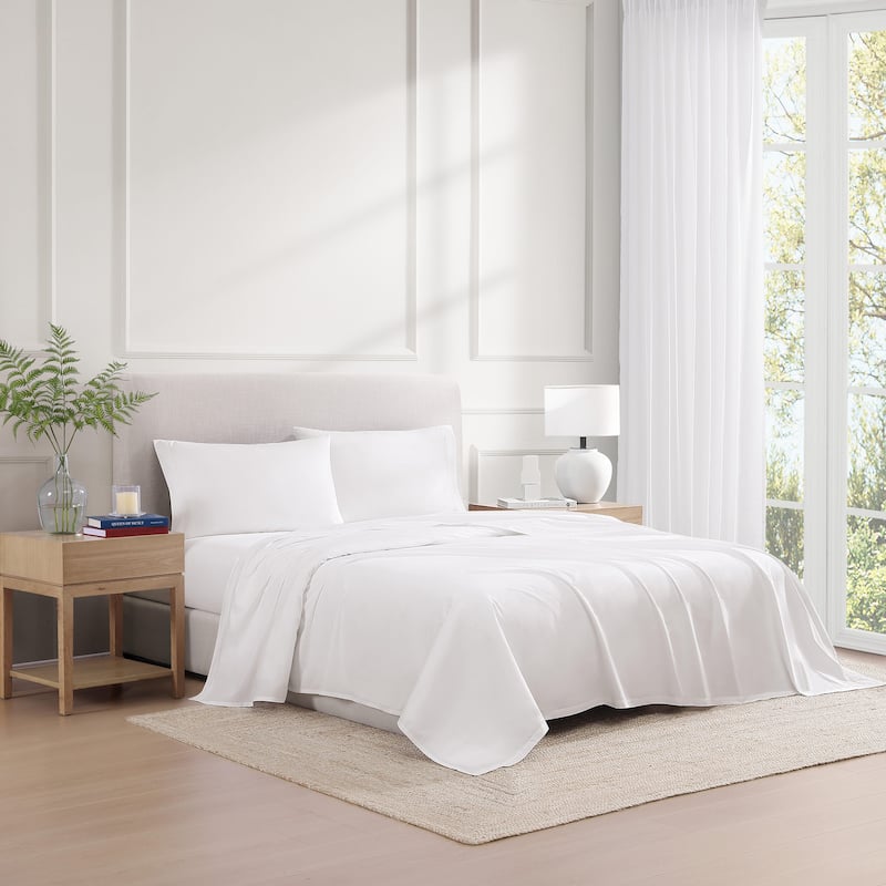 Tommy Hilfiger Hem Stripe Solid Cotton Sheet Set