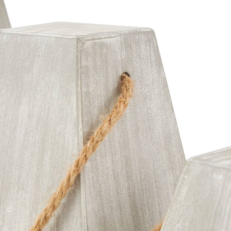 Gray or White Metal Striped Buoy Sculpture with Rope Handles (Set of 3)