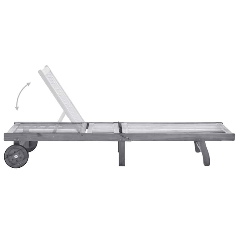 Kaye Outdoor Sun Lounger, 79 Inch Acacia Wood, Dark Gray Polyester