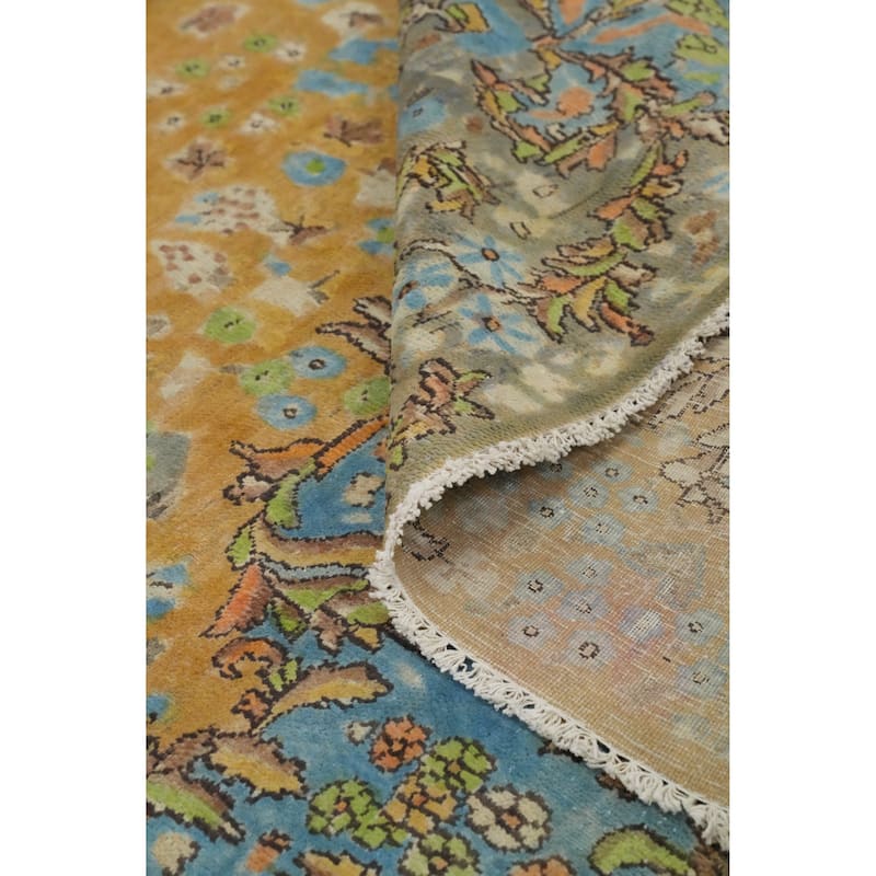 Hand Knotted Oriental 100% Wool Carpet Traditional Floral Oranges & Rust Kerman Area Rug - 12' 10'' X 9' 10''