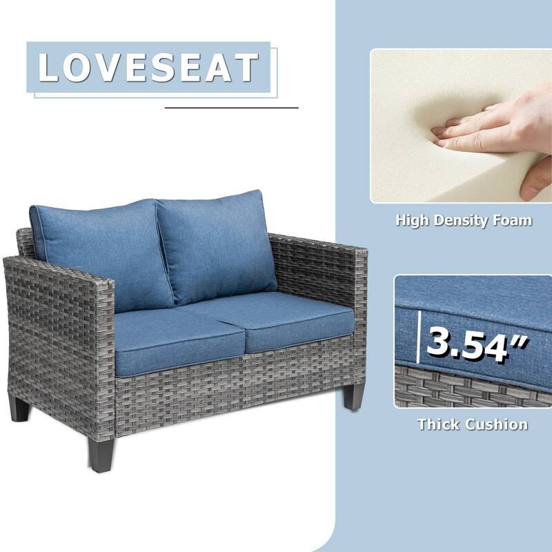 XIZZI Outdoor Rattan Wicker Loveseat with Cushions