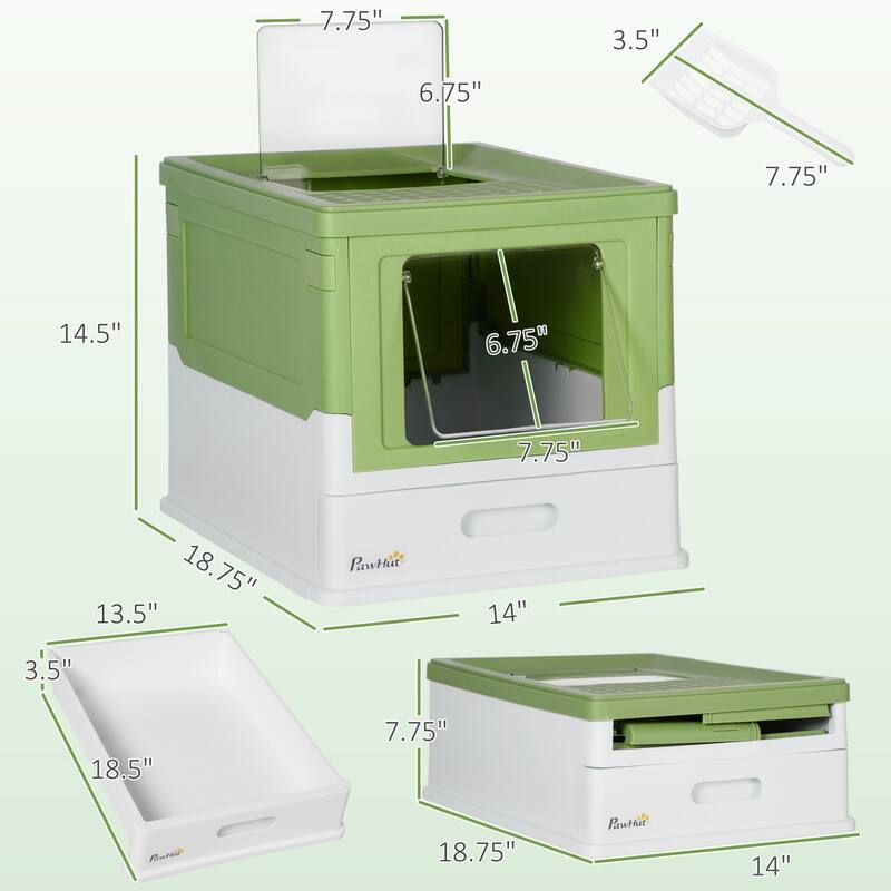 PawHut Fully Enclosed Cat Litter Box with Scoop