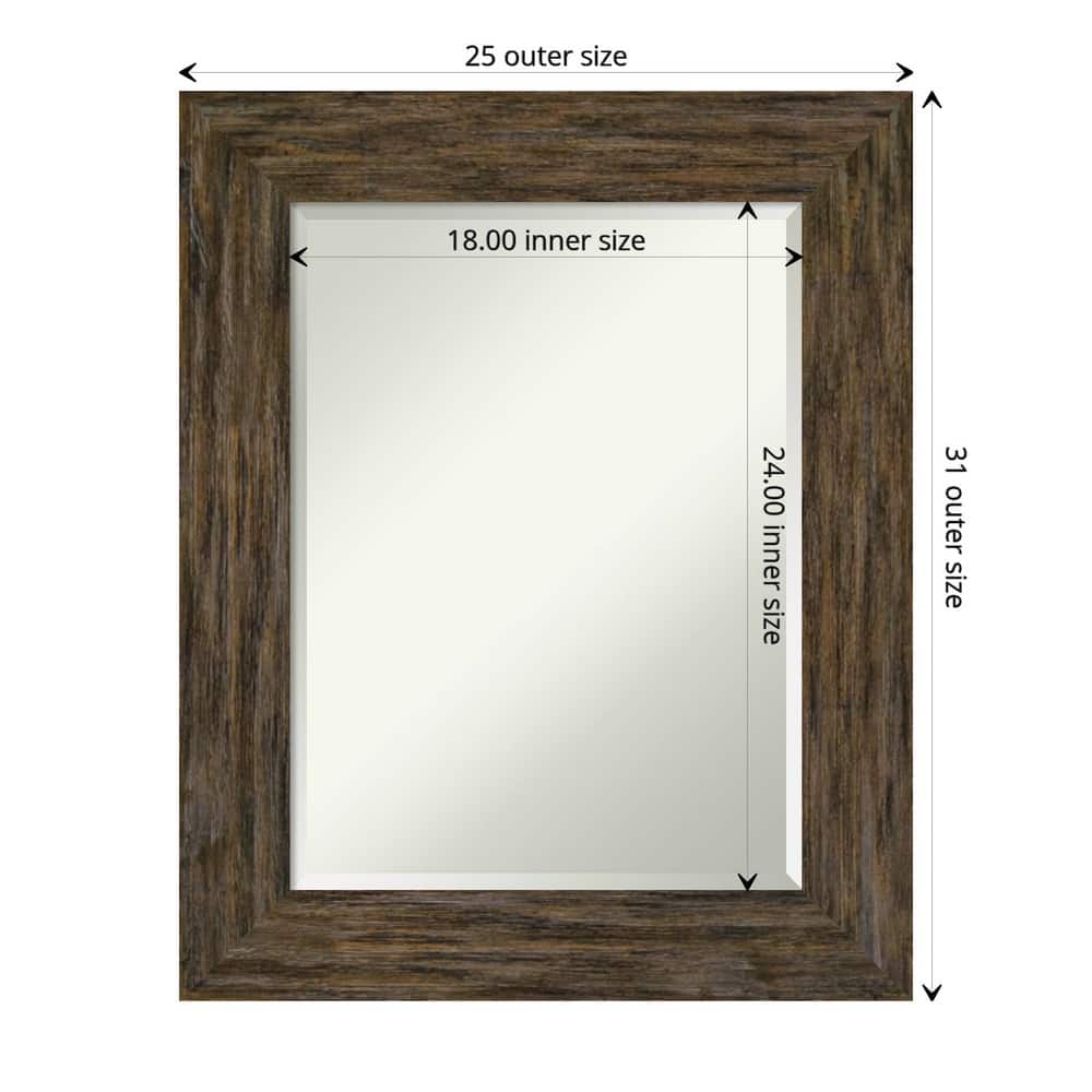 Beveled Wood Wall Mirror - Fencepost Brown Frame