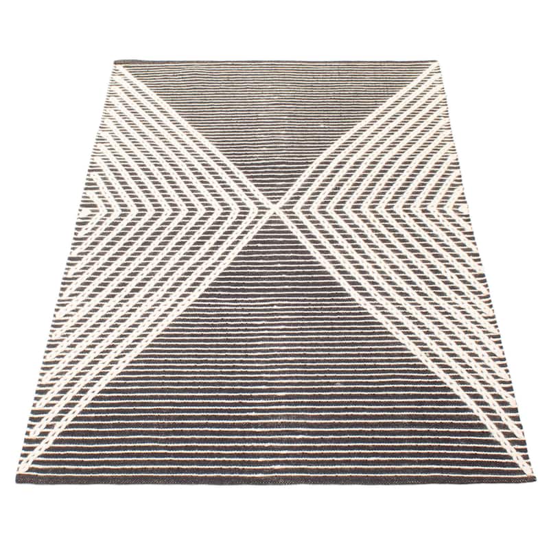 ECARPETGALLERY Braid weave Sienna Black Wool Rug - 4'9 x 7'9