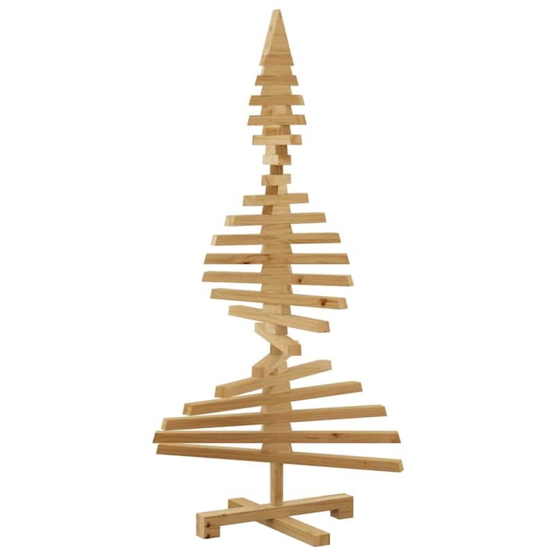 vidaXL Wooden Christmas Tree with Stand Brown Solid pine wood