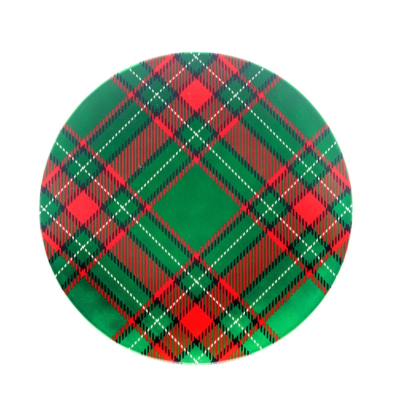 Certified International Christmas Plaid Melamine 11" Dinner Plates, Set of 6 - 11-inch