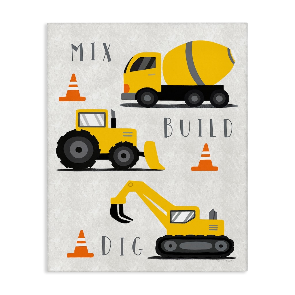 Stupell Mix Build Dig Trucks Canvas Wall Art Design By Elizabeth Tyndall
