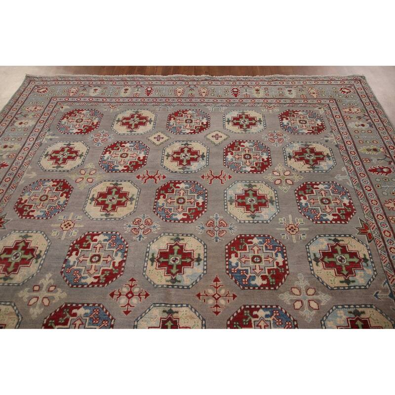 All-Over Gray Kazak Oriental Area Rug Handmade Wool Carpet - 8'5"x 11'0"