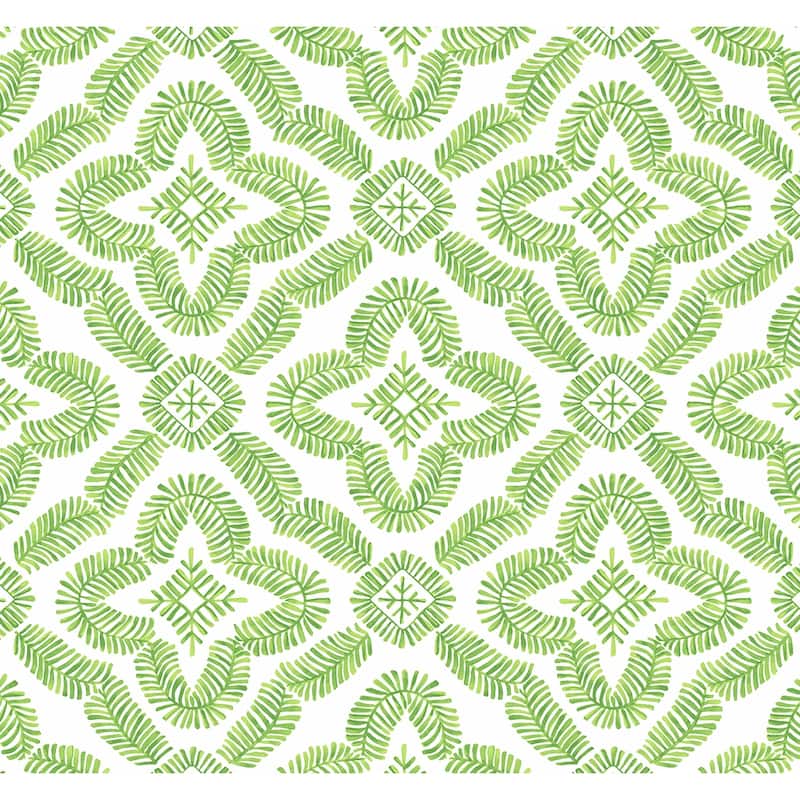 Seabrook Designs Talia Botanical Medallion Unpasted Wallpaper - 27 in W x 27 ft. L - Kiwi Green