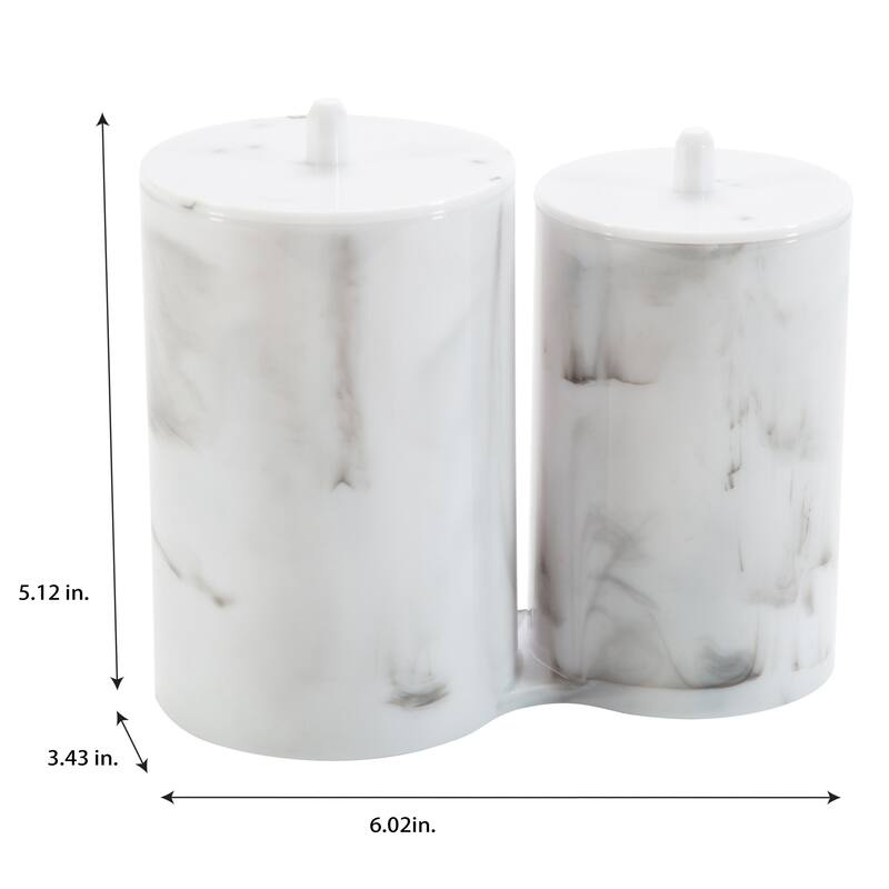 Simplify 2 Compartment Q-Tip and Cotton Holder in Marble - 6.02" x 3.43" x 5.12"