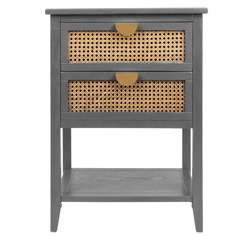 2-Drawer Nightstand Bed Side Table with Storage Cabinet End Table shelf Wood Side Table