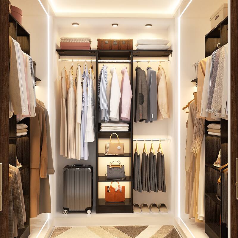 4 FT Closet Organizer with 4 Hanging Rods, Small Closet System with Storage Shelves