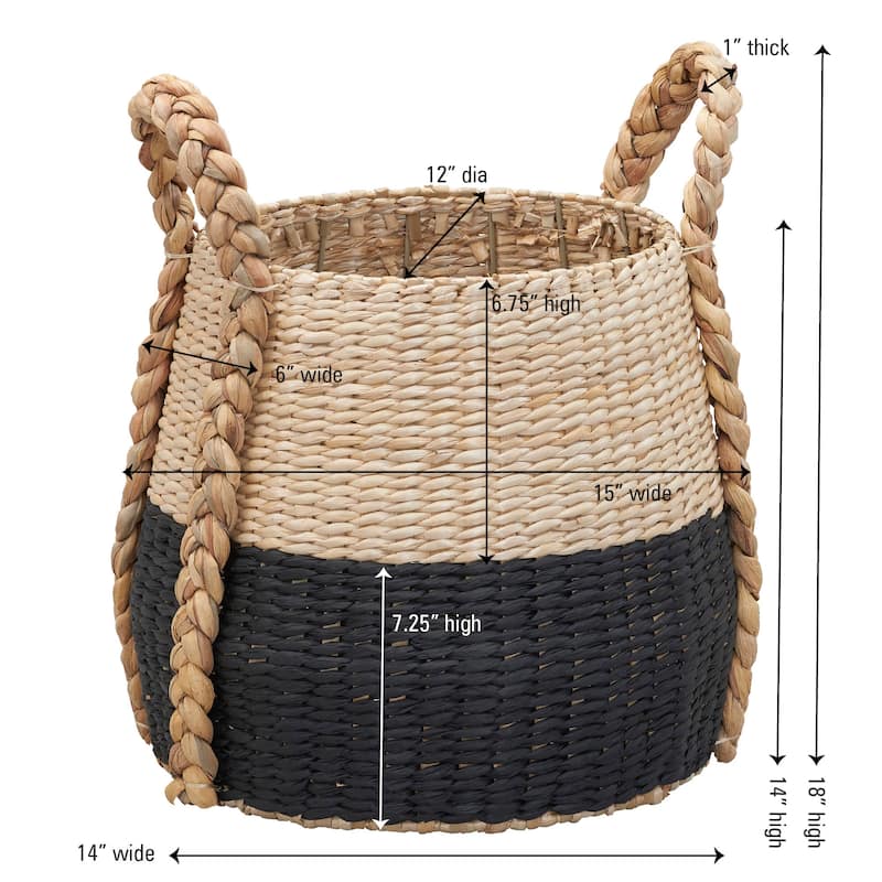 Household Essentials Cattail and Paper Terra Basket - 13.8"L x 13.8"W x 13.8"H