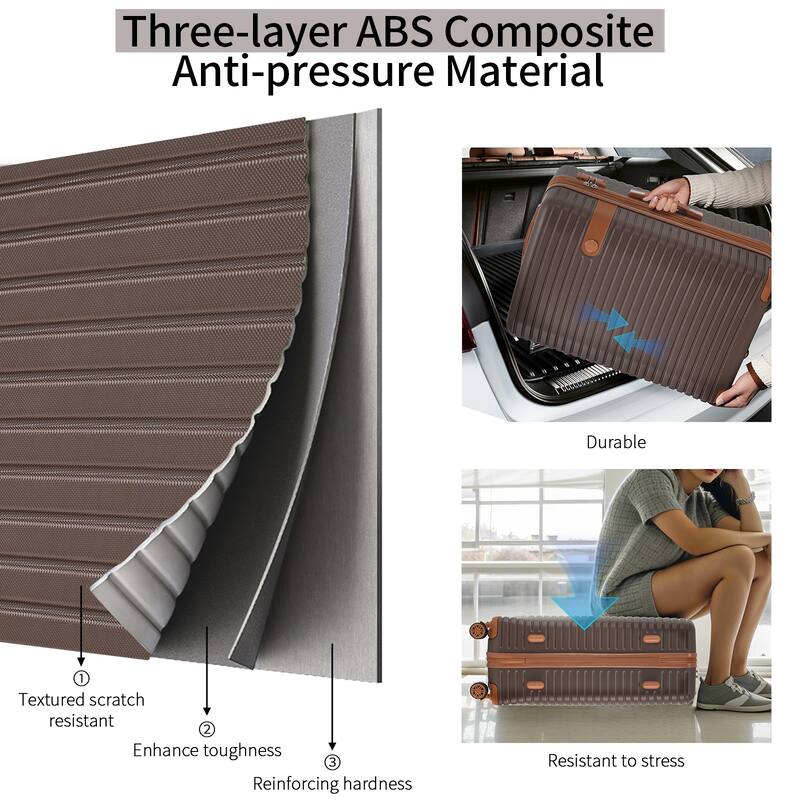 Hardshell Luggage Lightweight Luggage Set with Spinner Wheels and Combination Lock for Boarding Travel
