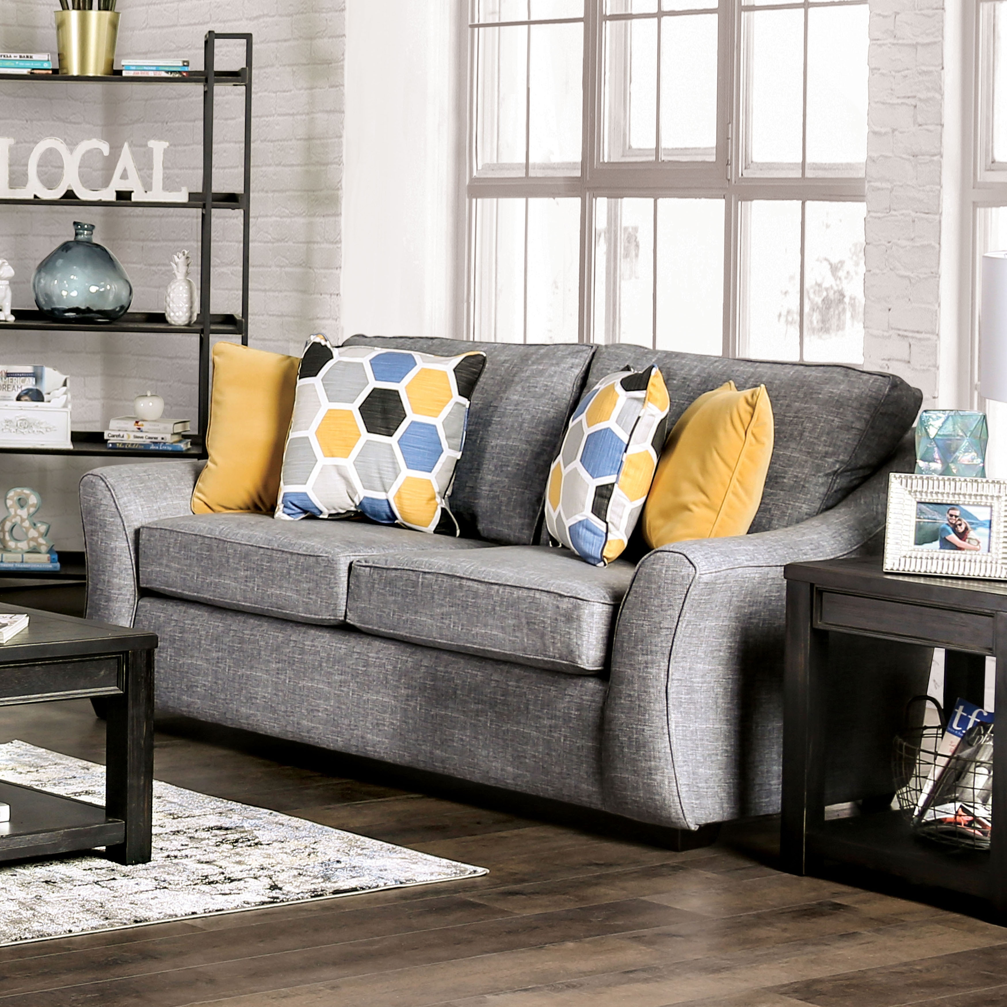 Furniture of America Steinley Transitional Fabric Upholstered 2-Piece Sofa Set