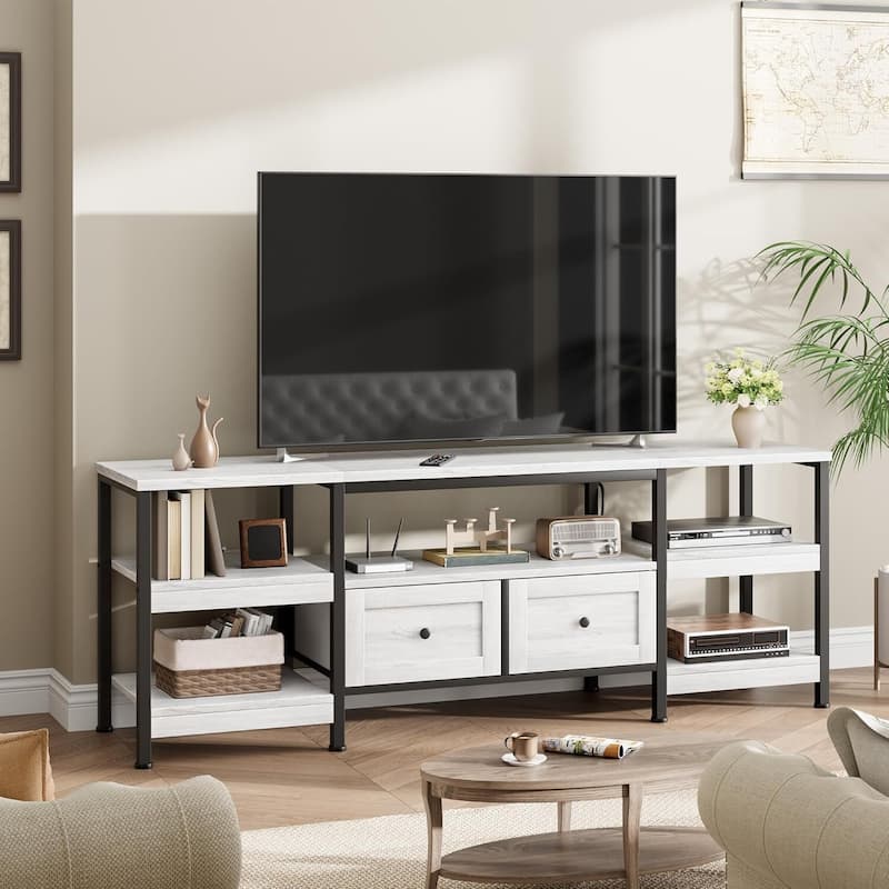 Rustic 71" TV Stand Media Console with 2 Drawers Entertainment Center for TVs Up to 75" - N/A - White
