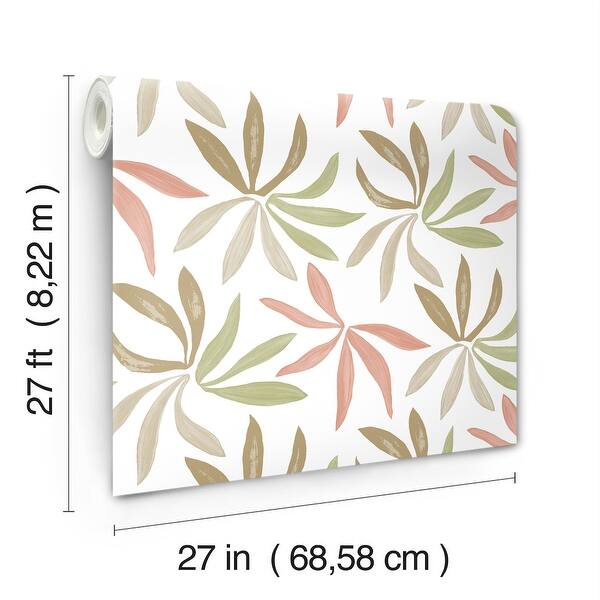 York Wallcoverings Little Garden Leaf and Coral Wallpaper