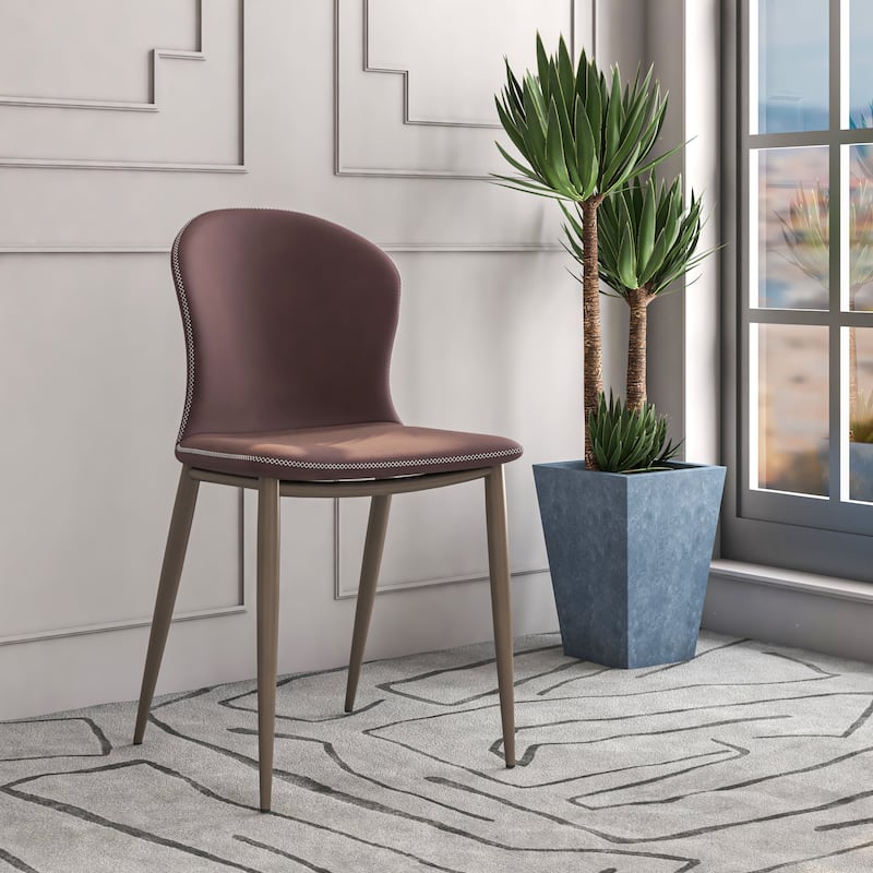 Upholstered Dining Chair in Fabric with Iron Legs Mosaic Series Set of 2