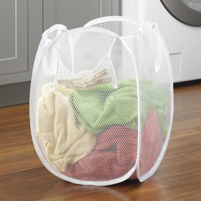 Whitmor Pop & Fold Laundry Hamper - White